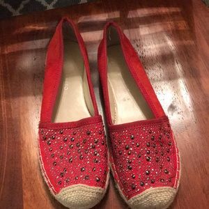 Red slip-on espadrilles